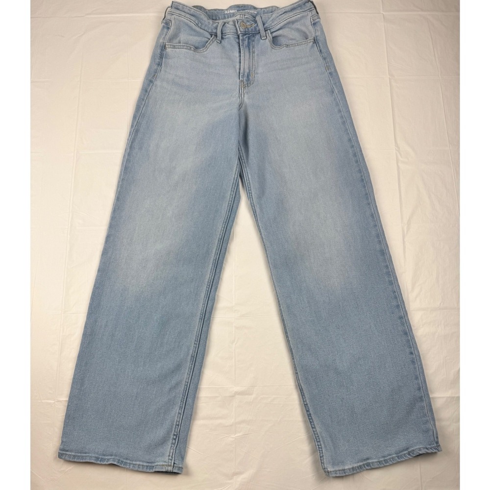 Old Navy Wow Wide Leg Jeans Womens 4 Light Wash High Rise Denim Blue Relaxed